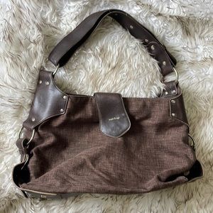 Matt & Nat large vegan leather & cloth brown bag